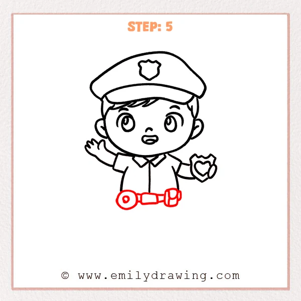 how to draw a police officer - Step 5